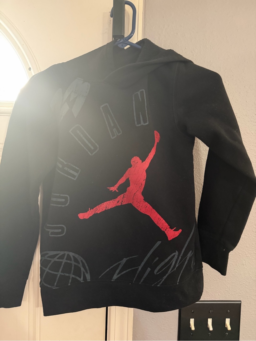 Jordan Youth Black Hoodie with Red Jumpman Graphic